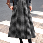 Vintage High Waist Plaid Midi Skirt - liwisi