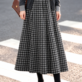 Vintage High Waist Plaid Midi Skirt - liwisi