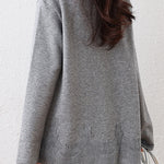 Casual Sweatshirt with Lace Panel Hem and Raw Edges - liwisi
