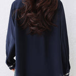 Casual Stand Collar Blouse with Floral Embroidery and Ruffle Trim - liwisi