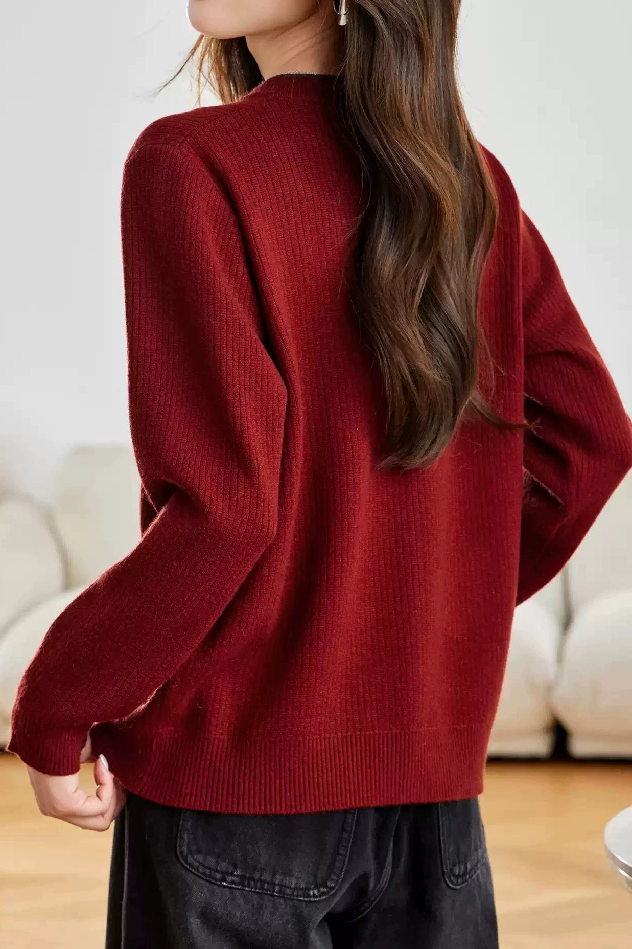 Casual Colorblock Triangle Detail Drawstring Knit Cardigan - liwisi