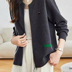 Casual Colorblock Triangle Detail Drawstring Knit Cardigan - liwisi