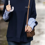 Casual Fake Two-Piece Striped Paneled Hoodie