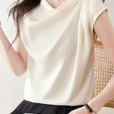 French design pleated short sleeve top