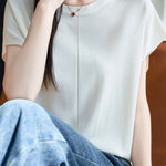 Minimalist versatile round neck top - liwisi