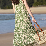 Printed sleeveless spaghetti strap dress