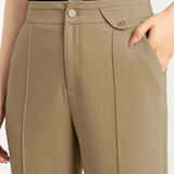 Solid color straight leg nine-point pants