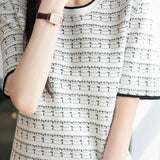 Round neck short sleeve knitted T-shirt