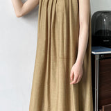 Solid color tie waist tank dress