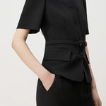 Minimalist short sleeve collared blazer - liwisi