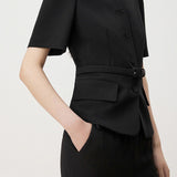 Minimalist short sleeve collared blazer - liwisi