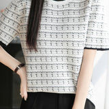 Round neck short sleeve knitted T-shirt