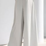 Minimalist high-waisted draped wide-leg pants