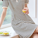 Trendy striped polo dress - liwisi