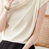 French design pleated short sleeve top