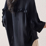 Solid color ruffle edge shirt