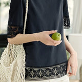 Hollow lace solid color T-shirt