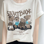 Lettered bear graphic short sleeve T-shirt - liwisi