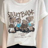 Lettered bear graphic short sleeve T-shirt - liwisi