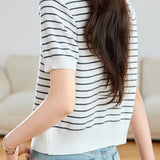 Lightweight striped knitted sweater