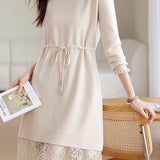 Pearl Beaded Decor Knit Dress - 2 Colors Available