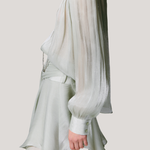 V-neck long sleeve shirt with tie and short skirt two-piece set - liwisi