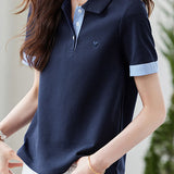 American faux two-piece polo collar short sleeve