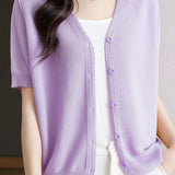 Lightweight short sun protection knitted sweater