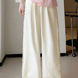 Loose Casual Spliced Lace Straight Pants