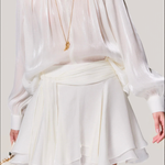 V-neck long sleeve shirt with tie and short skirt two-piece set - liwisi