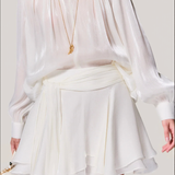 V-neck long sleeve shirt with tie and short skirt two-piece set - liwisi
