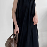Solid color tie waist tank dress