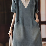 Lace trim hooded dress