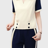 Collared Color Block Two-Piece Set