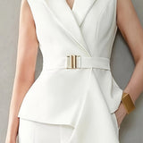 Solid color sleeveless blazer vest