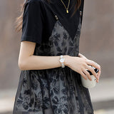 Spliced printed faux two-piece T-shirt