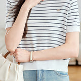 Lightweight striped knitted sweater