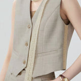 Lace suit vest with long pants set