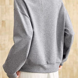 Casual Hollow Lace Lapel Long Sleeve Sweatshirt