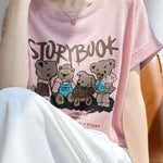 Lettered bear graphic short sleeve T-shirt - liwisi