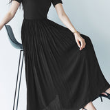 Solid Color Spliced Short Sleeve Dress