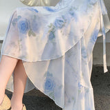 Printed ruffle tie skirt