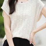 Hollow lace knit T-shirt