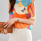 Colorful printed loose-fit casual T-shirt