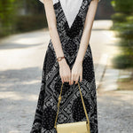 Color block printed faux two-piece dress - liwisi