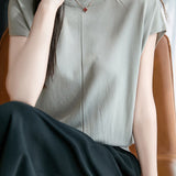 Minimalist versatile round neck top - liwisi