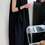Solid color tie waist tank dress