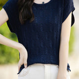 Hollow lace knit T-shirt