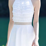 Halter neck clasp one-piece skirt swimsuit