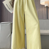 Lace trim spliced pants